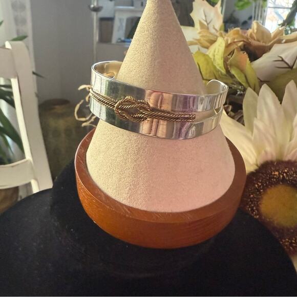 Taxco 925 Sterling Silver & Brass Rope Cuff Bracelet - Picture 9 of 10
